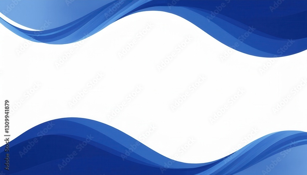Fototapete abstract blue wave background with dynamic curved lines, modern gradient texture, fluid motion design, empty white space for text