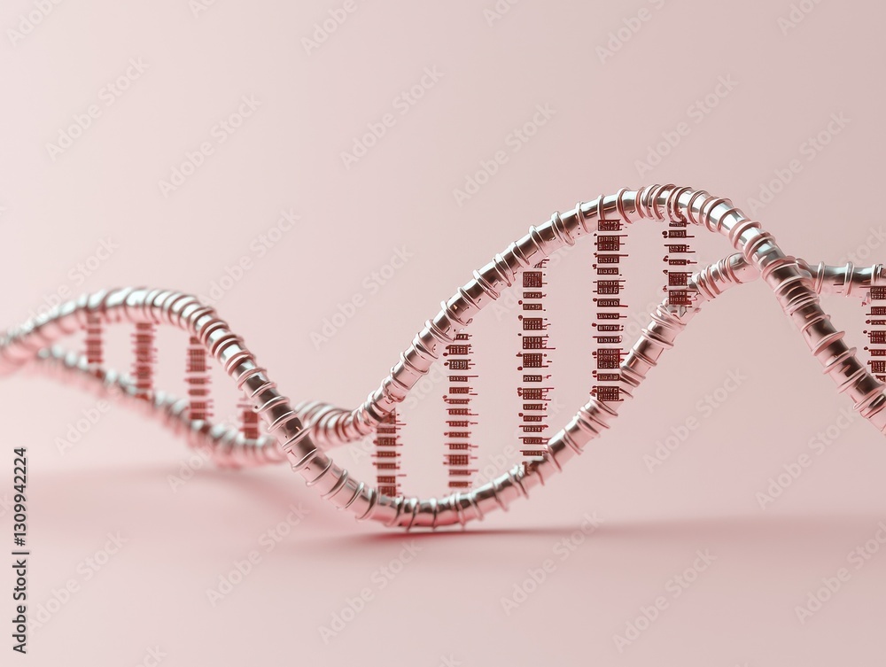 Aufkleber 3d render of a dna model on a pink background demonstrating genetic structure