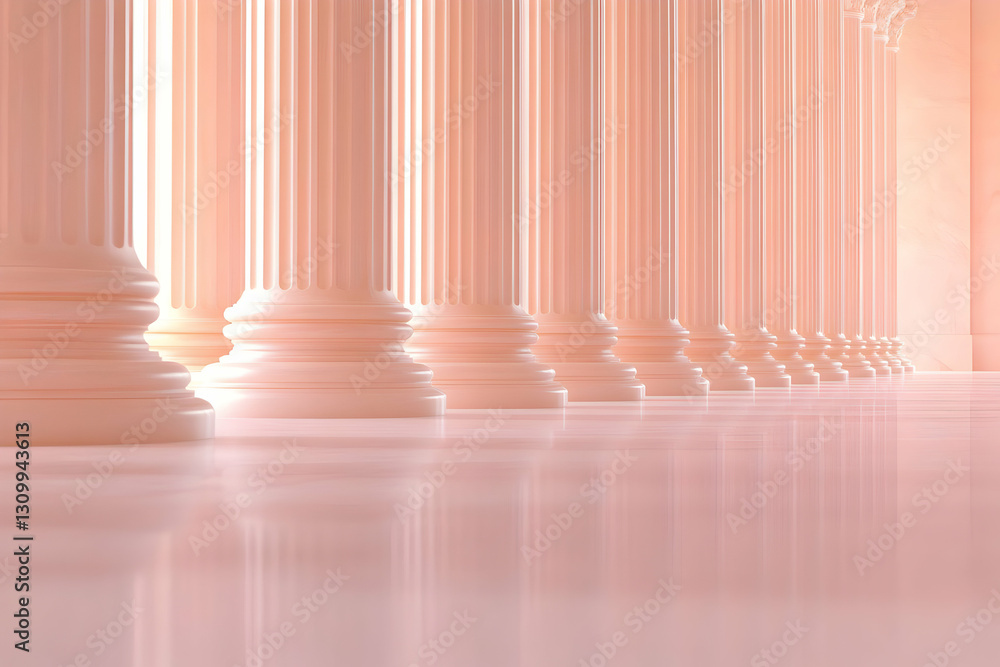 Poster pink columns 3d render background