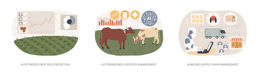 Fototapeta premium AI in modern farming abstract concept vector illustrations.