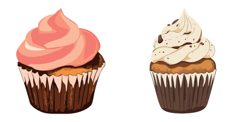 Sweet Cupcakes with Frosting and Toppings