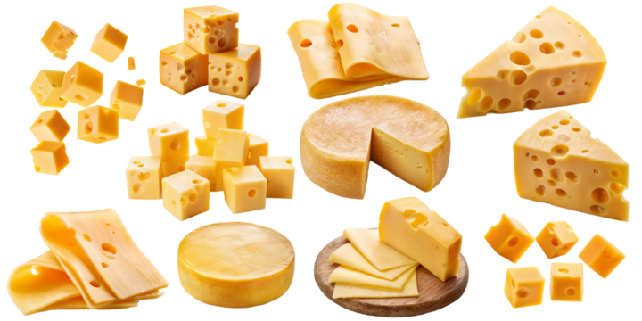 Käse set isoliert auf weißen Hintergrund,  Freisteller 