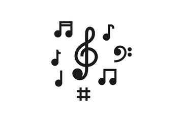musical note icon line design