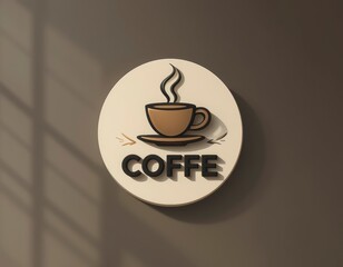 Minimalist coffee logo with a coffee cup emblem and the brand name "COFFE" in bold capital letters. Flat illustration style with clean lines, perfect for branding and marketing