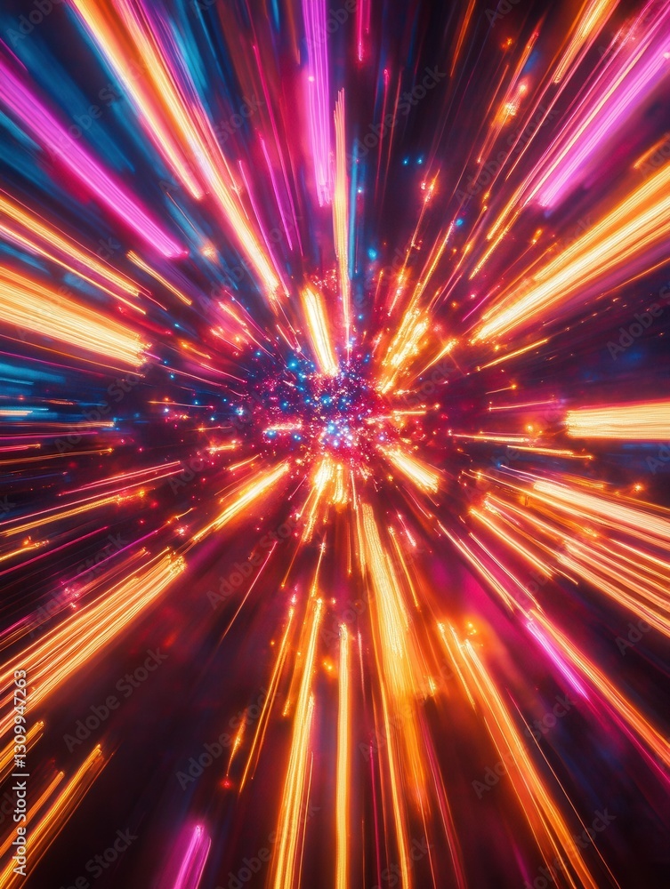 Poster dynamic explosion of bright neon colors showcasing vibrant movement and energy in a captivating abst