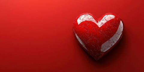 Heart-shaped decoration in vibrant red color on smooth surface, symbolizing love and affection for various occasions