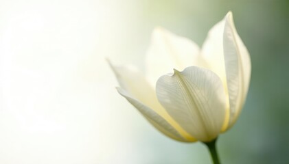 delicate white petals unfurl slowly in gentle sunlight, delicate, isolated, white