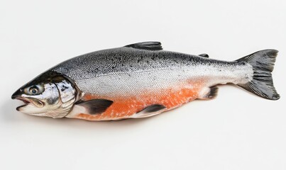 Naklejka premium Fresh raw salmon on a white background.