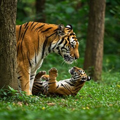 Obraz premium tigers playing