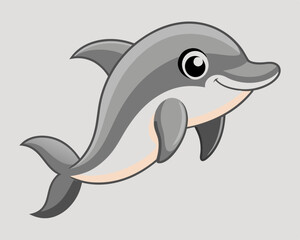 Fototapeta premium Adorable Cartoon Dolphin - Cute and Playful Marine Animal Illustration.