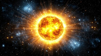 Solar flare exploding in deep space among cosmic dust