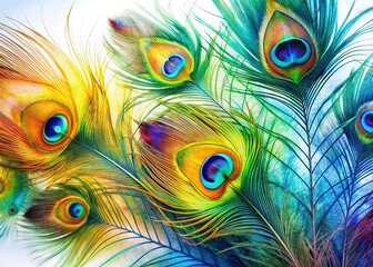 Obraz premium Abstract artistry; a whisper of peacock, fluid paint strokes, ethereal beauty.