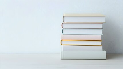 Stack of Blank Books on a Minimalist Table with Light Background