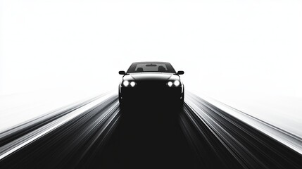 Obraz premium Front view of the car. Traffic on the road. A simple white background.