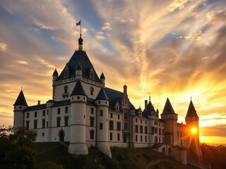 Fototapeta premium Amboise Castle, Loire Valley Sunset - Majestic French Landmark