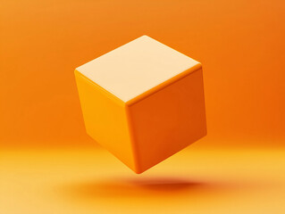 Fototapeta premium 3D Levitating Cube Isolated on a Solid Color Background