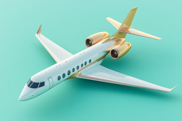 Fototapeta premium 3D airplane isolated on a solid color background