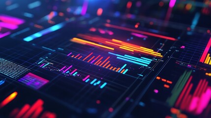 Obraz premium Digital marketing success metrics shown with colorful data visualizations and trends