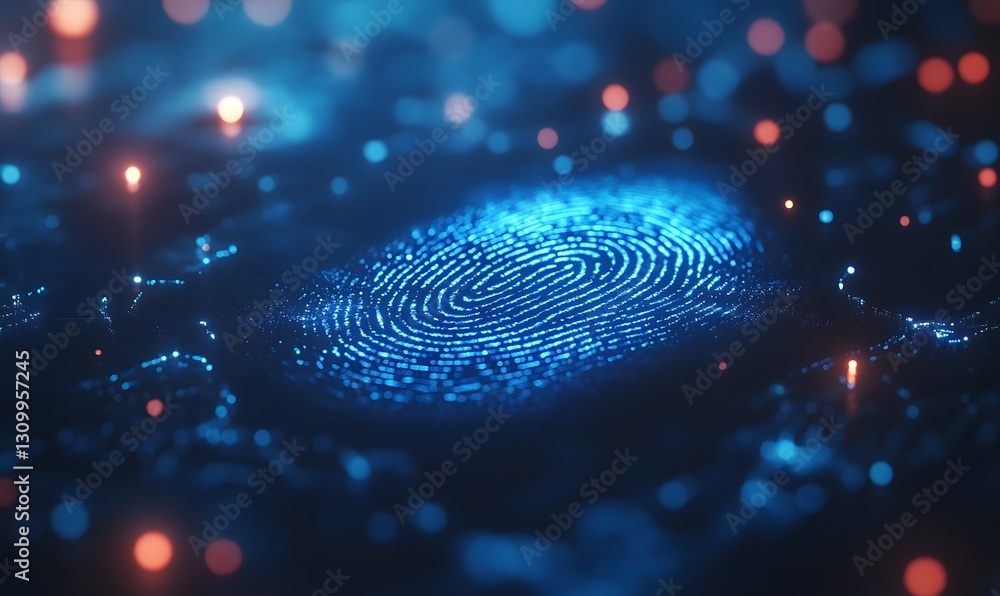 Poster digital fingerprint biometric data access security identification system