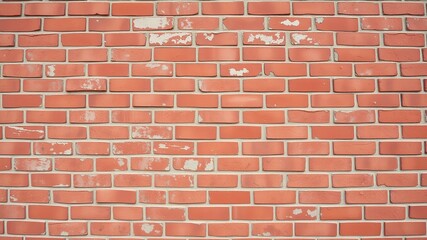 Obraz premium Damaged Red Brick Wall - School Renovation Project Background