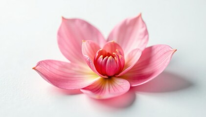 Obraz premium Delicate flower petals unfolding on a white surface, spring, garden, isolated