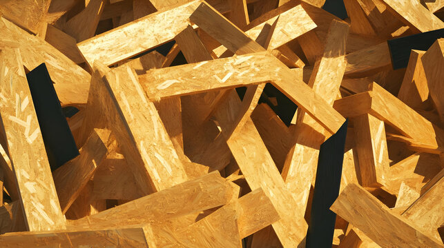Abstract 3D Golden Wood Blocks Illustration