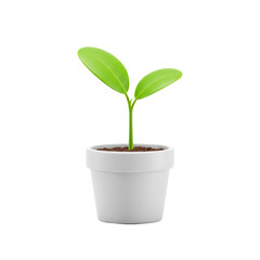 Sprouting Plant Icon – Young Plant with Two Leaves in Thin Outlined Pot