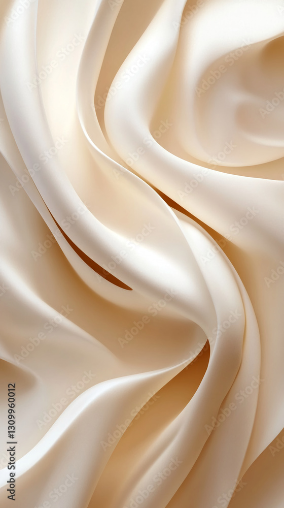 Poster soft beige fabric texture, flowing in gentle waves, showcasing smooth, luxurious drape, ideal for el