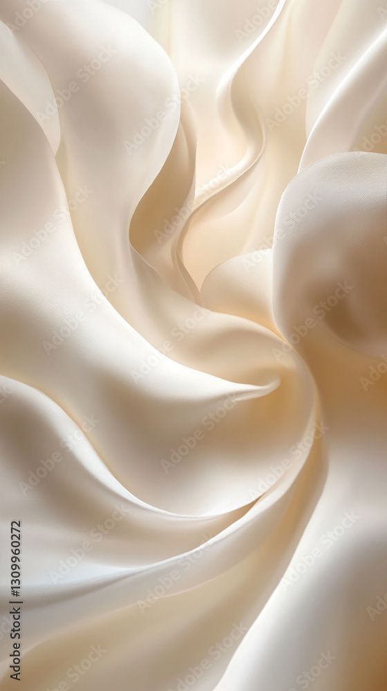 Poster creamy, smooth fabric texture with soft folds and gentle curves, suggesting luxury, elegance, and so
