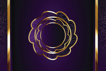 Purple gold ornate frame honeycomb background design