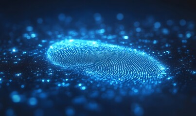 Glowing Digital Fingerprint Security Technology Biometric Identification Scanned