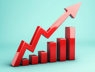 3D Simple Minimal Upward Arrow Trend Finance Chart Showing Positive Growth