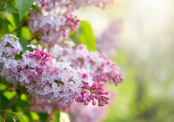 Obraz premium Beautiful lilac flowers blooming in a serene garden setting