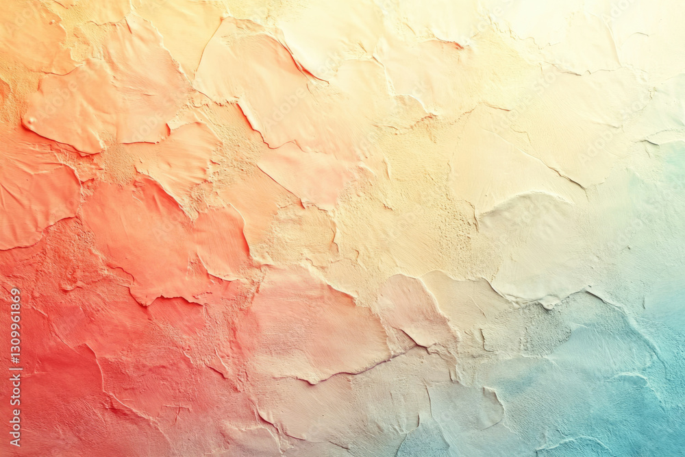 Poster textured wall with a gradient of pastel colors, ranging from red to blue.