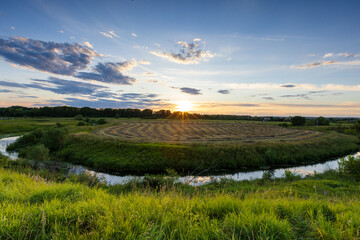 sunset field in field