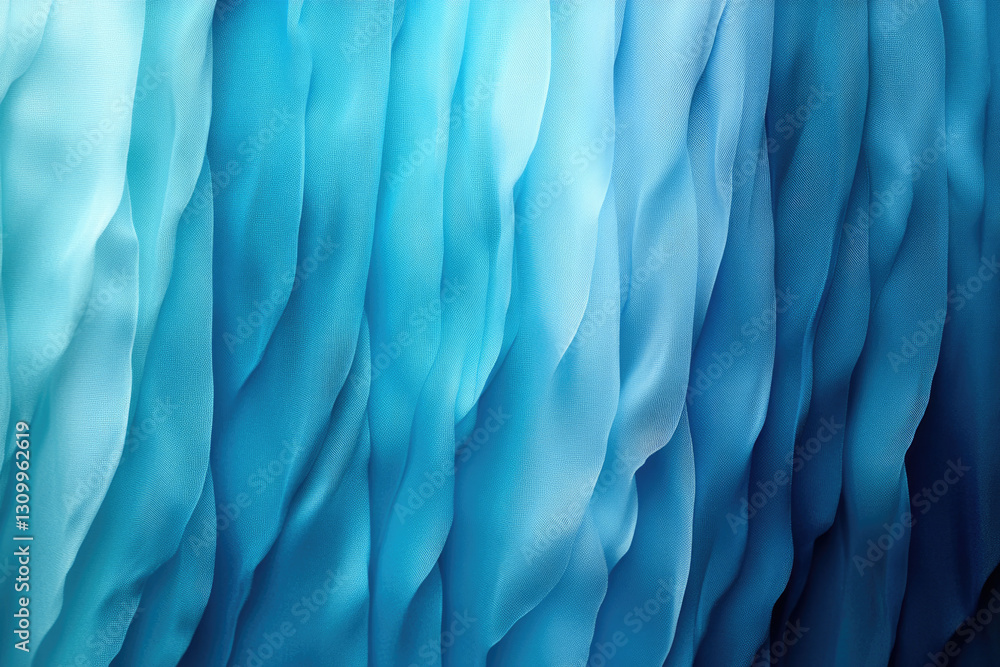 Aufkleber Abstract image of flowing, textured blue fabric with gradient shades creating a wavy pattern.