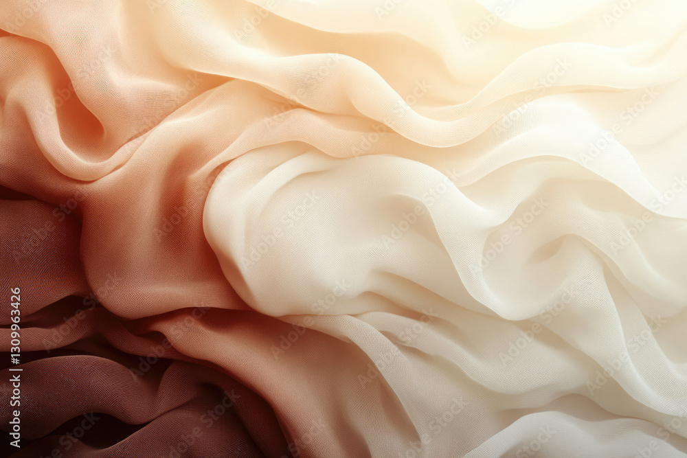 Poster draped fabric in shades of brown and beige, creating a soft, elegant texture.