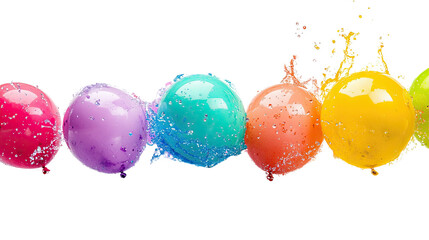Holi festival of colors Colorful water balloons bursting with vibrant splashes, perfect for fun and festive occasions. isolated on transparent background Generative Ai.