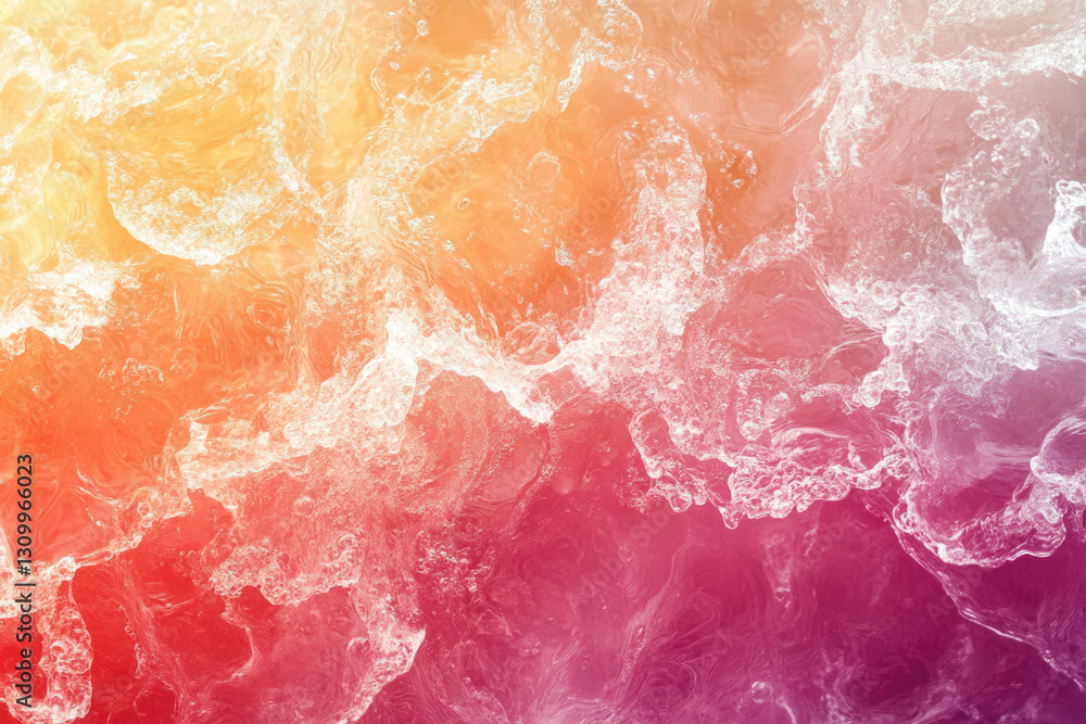 Poster Abstract image of ocean waves with a vibrant pink and orange color gradient.