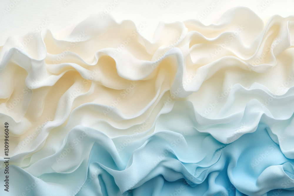 Aufkleber abstract image of soft, flowing fabric in ombre shades of cream and blue.