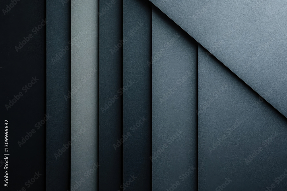 Poster Abstract image of dark grey and black vertical stripes intersecting with a diagonal line.