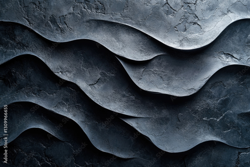 Aufkleber Abstract dark gray textured background with wavy, undulating patterns, creating a sense of depth and movement.