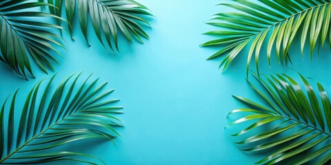 Palm Leaf Frame on a Vibrant Teal Background