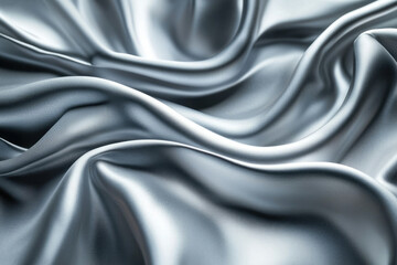 Obraz premium Elegant silver silk fabric gracefully draped, showcasing luxurious texture and soft folds.