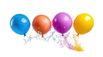 Holi festival of colors Colorful balloons burst with water, creating a fun and vibrant atmosphere for celebrations and festivities. isolated on transparent background Generative Ai.
