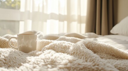 Sunlit Bedroom White Bedding Peaceful Morning Comfort