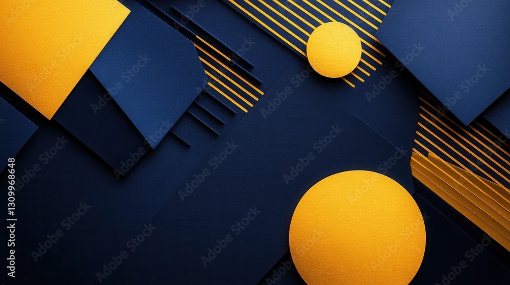 Poster sophisticated geometric paper art depicting financial growth with deep blue and golden textures for 
