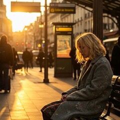 young woman with sadness in Paris
