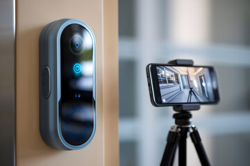 AI surveillance system with a home security camera outside of the house