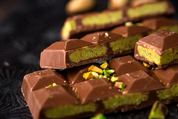 Dubai chocolate with kadayif pistachio filling